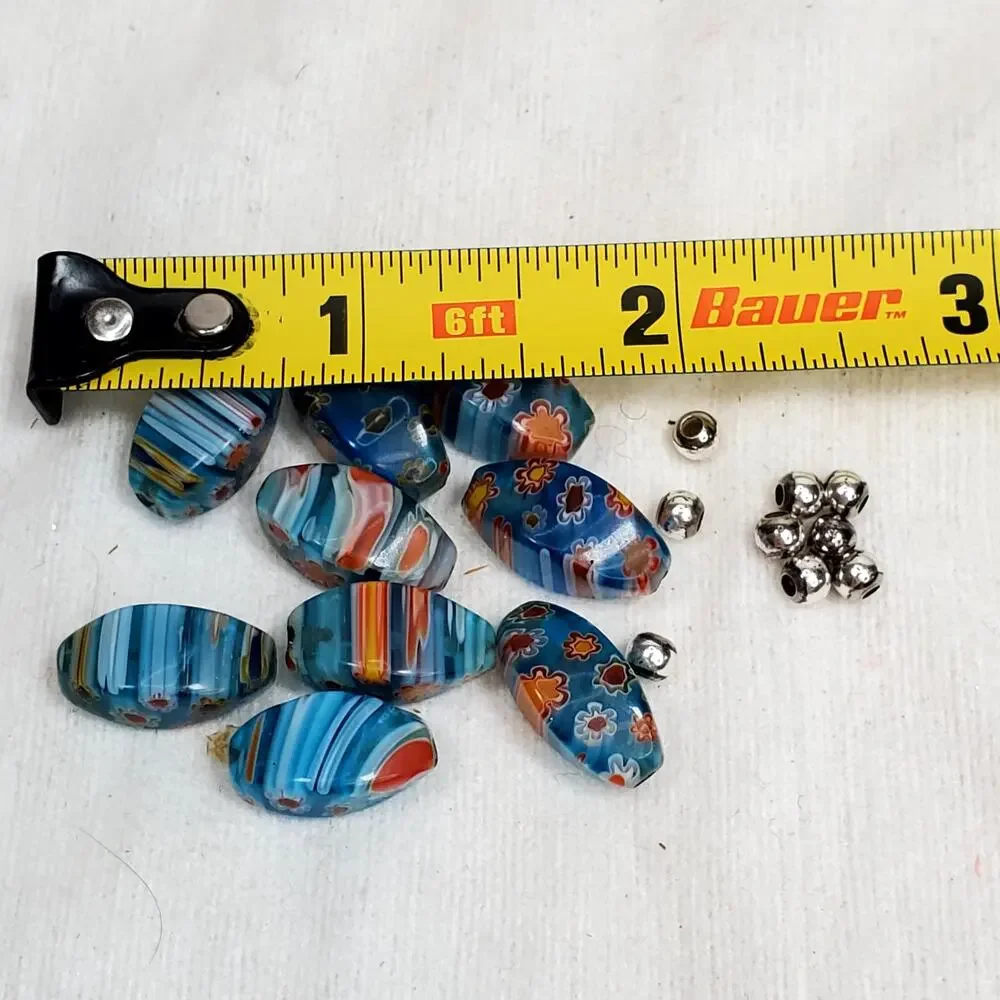 Vtg Millefiori Loose Venetian Lampwork Glass Beads Lot of 9